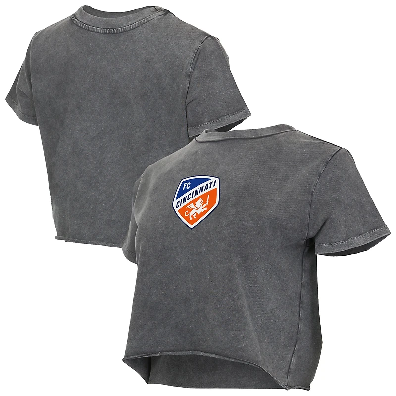 T-shirt court en tissu vieilli Concepts Sport Charcoal FC Cincinnati pour femme