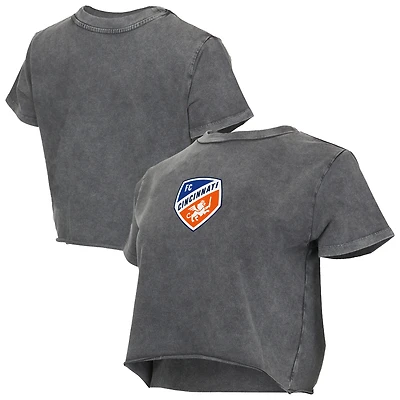 Women's Concepts Sport  Charcoal FC Cincinnati Distressed Market Cropped T-Shirt