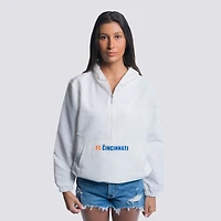 Women's Lusso  White FC Cincinnati Paige Half-Zip Hooded Jacket