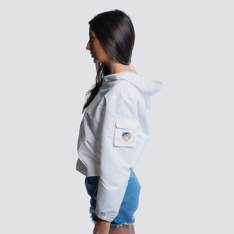Veste à capuche mi-zippée Lusso White FC Cincinnati Paige pour femme