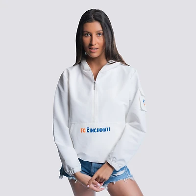 Women's Lusso  White FC Cincinnati Paige Half-Zip Hooded Jacket