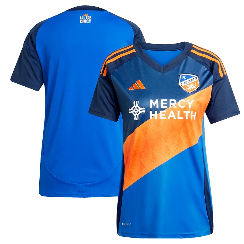Maillot réplique orange et bleu du kit Legacy 2025 adidas Blue FC Cincinnati pour femme