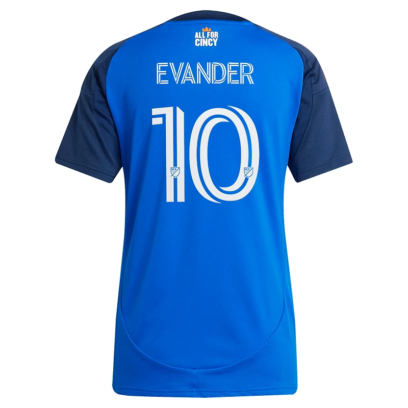 Maillot réplique adidas Evander da Silva Ferreira bleu FC Cincinnati 2025 Orange et Legacy pour femme
