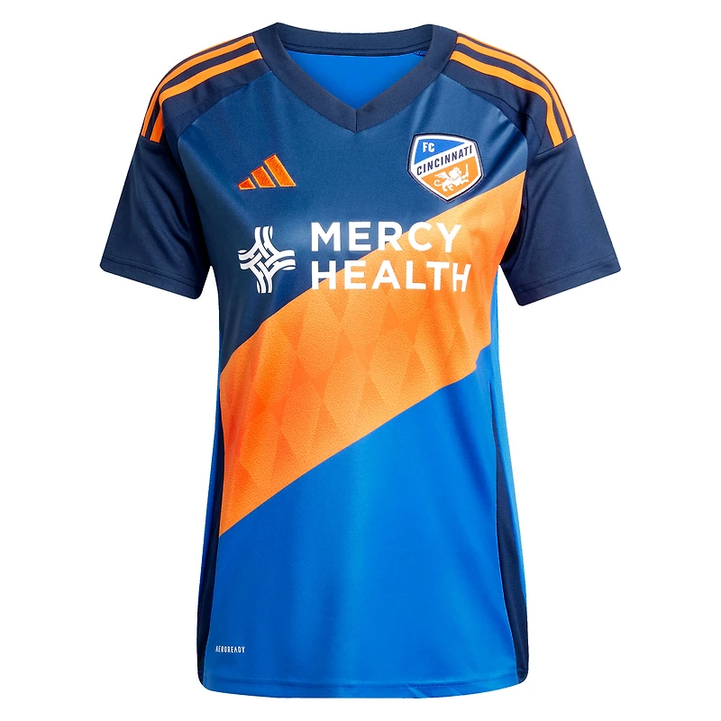 Maillot de joueur réplique orange et bleu adidas Kévin Denkey Blue FC Cincinnati 2025 pour femme