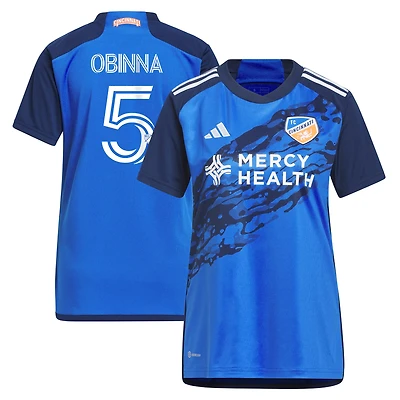 Maillot adidas Obinna Nwobodo bleu pour femme FC Cincinnati 2023 River Kit Replica