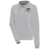 Women's Antigua  Gray FC Cincinnati Axe Bunker Tri-Blend Pullover Hoodie