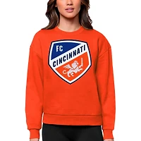 Sweat-shirt à capuche pour femme Antigua Orange FC Cincinnati avec logo de l'équipe Victory