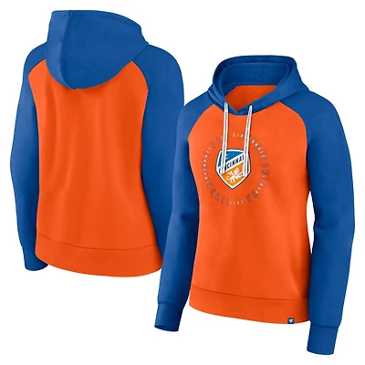 Sweat à capuche raglan orange/bleu FC Cincinnati pour femme Fanatics