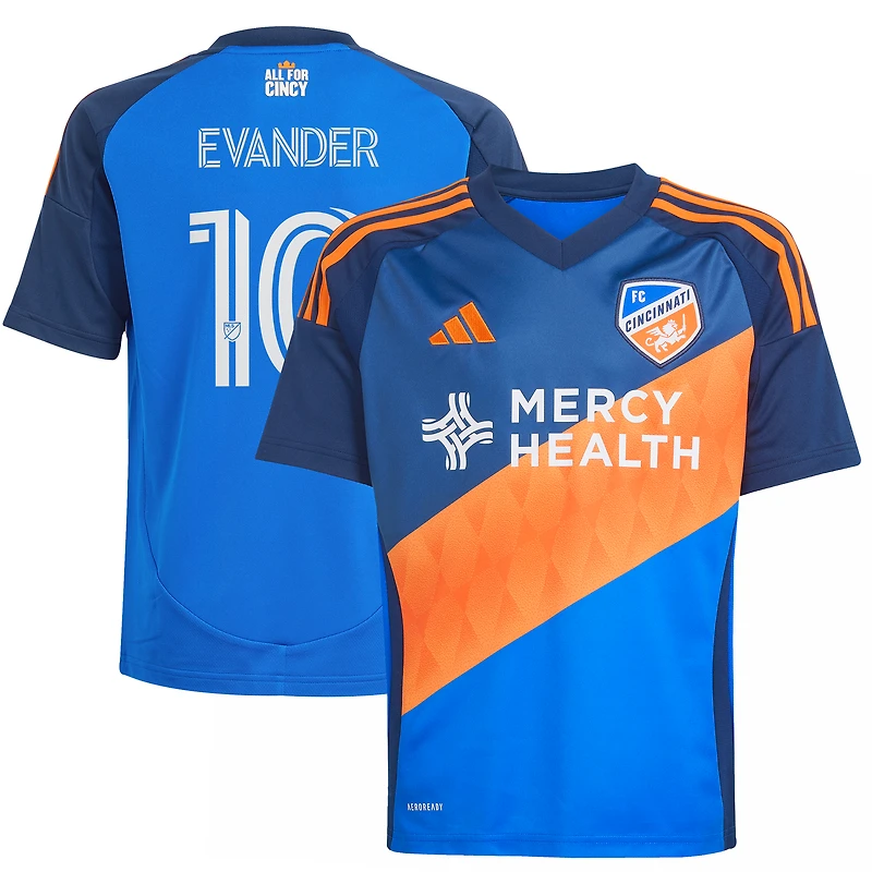 Maillot réplique adidas Evander da Silva Ferreira bleu FC Cincinnati 2025 Legacy Kit orange et pour enfant