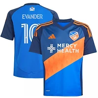 Maillot réplique adidas Evander da Silva Ferreira bleu FC Cincinnati 2025 Legacy Kit orange et pour enfant