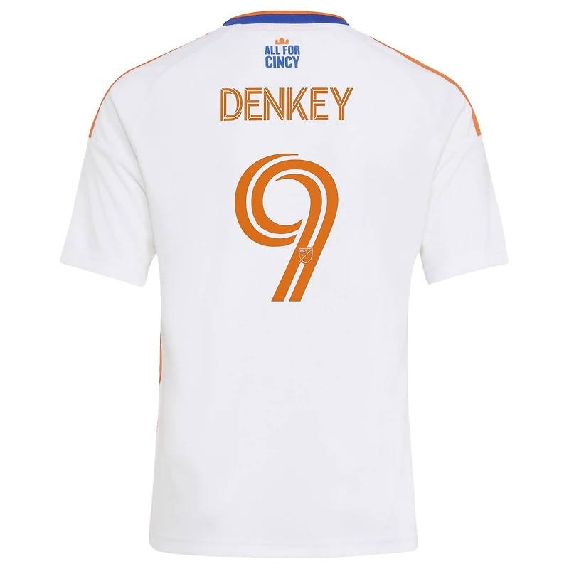 Youth adidas Kévin Denkey White FC Cincinnati 2026 The Seven Hills Kit Replica Jersey