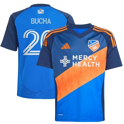 Maillot réplique adidas Pavel Bucha bleu FC Cincinnati 2025 Legacy Kit orange et pour enfant