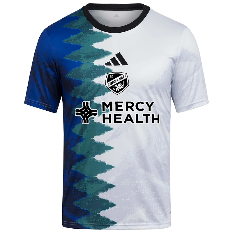 Youth adidas White FC Cincinnati 2025 Gaming AEROREADY Pre-Match Top