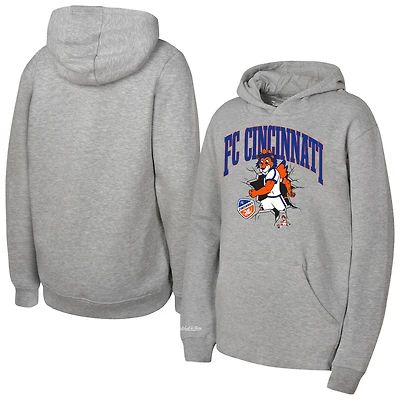 Sweat à capuche jeunesse Mitchell & Ness Heather Gray FC Cincinnati Mascot Break Out