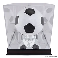 Vitrine de ballon de football avec logo de l'équipe en acajou du FC Dallas