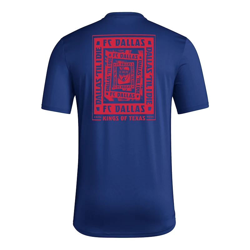 T-shirt cache-cœur adidas bleu FC Dallas Local pour homme