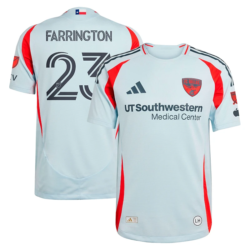Men's adidas Logan Farrington Light Blue FC Dallas 2025 The Inferno Kit Authentic Player Jersey