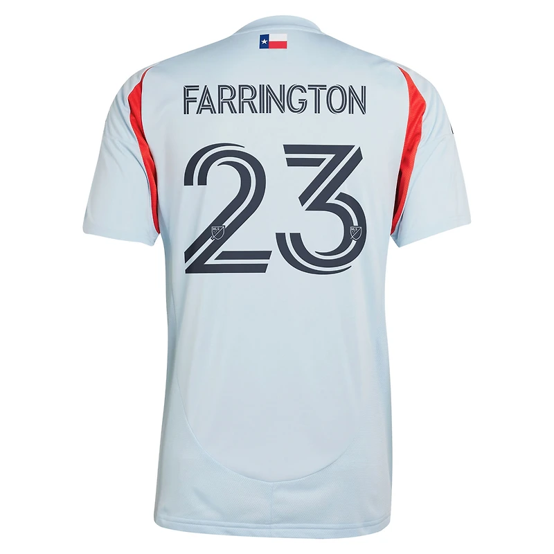 Maillot de joueur réplique adidas Logan Farrington bleu clair FC Dallas 2025 The Inferno Kit pour homme