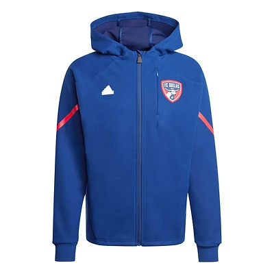 Veste adidas bleu marine FC Dallas 2024 Anthem Travel à manches raglan et fermeture éclair pour homme