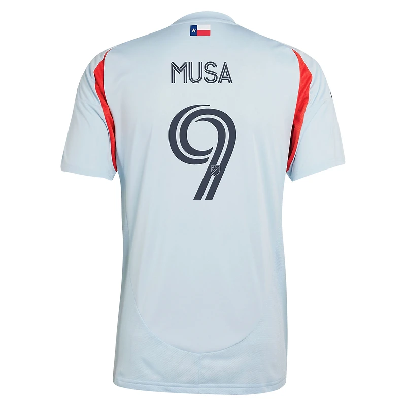 Maillot de joueur réplique adidas Petar Musa bleu clair FC Dallas 2025 The Inferno Kit pour homme