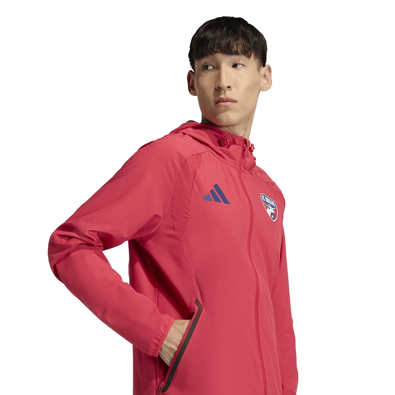 Men's adidas  Red FC Dallas Tiro Travel Full-Zip Hooded Windbreaker