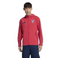 Coupe-vent à capuche zippé adidas FC Dallas Tiro Travel rouge pour homme