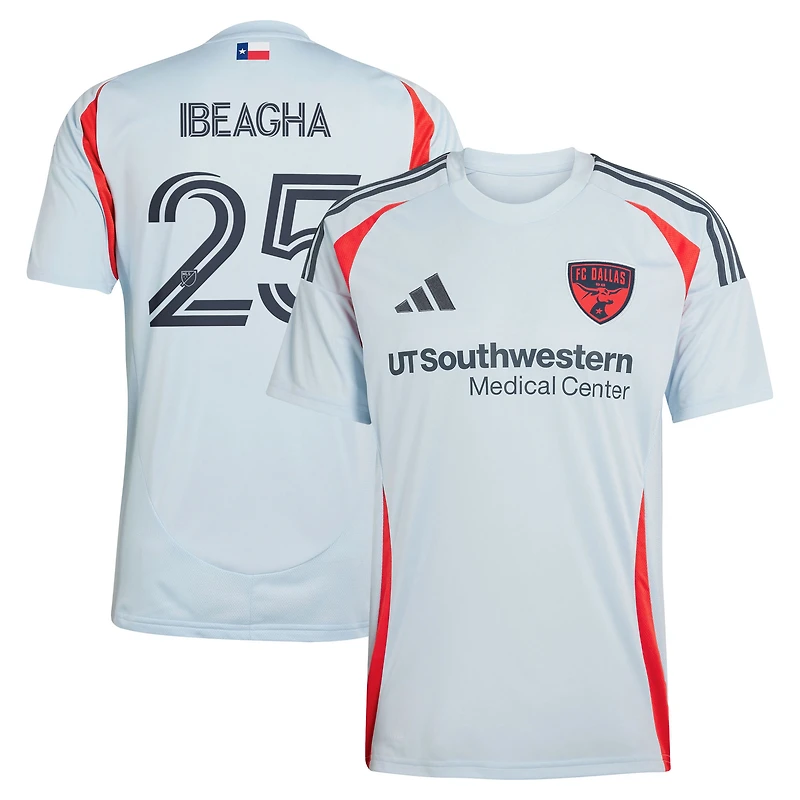 Maillot de joueur réplique adidas Sebastien Ibeagha bleu clair FC Dallas 2025 The Inferno Kit pour homme