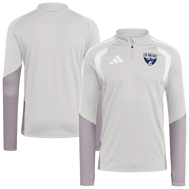 Men's adidas Silver FC Dallas 2026 Tiro Competition Quarter-Zip Training Top