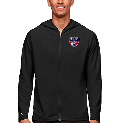 Men's Antigua Black FC Dallas Primary Team Logo Legacy Full-Zip Hoodie