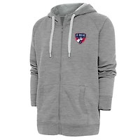 Sweat à capuche zippé intégral Antigua Heather Grey FC Dallas Logo Victory pour homme