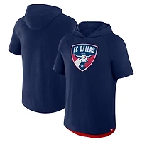 Sweat à capuche manches courtes raglan bleu marine FC Dallas Hat Trick Stadium Slub pour homme Fanatics
