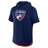 Sweat à capuche manches courtes raglan bleu marine FC Dallas Hat Trick Stadium Slub pour homme Fanatics