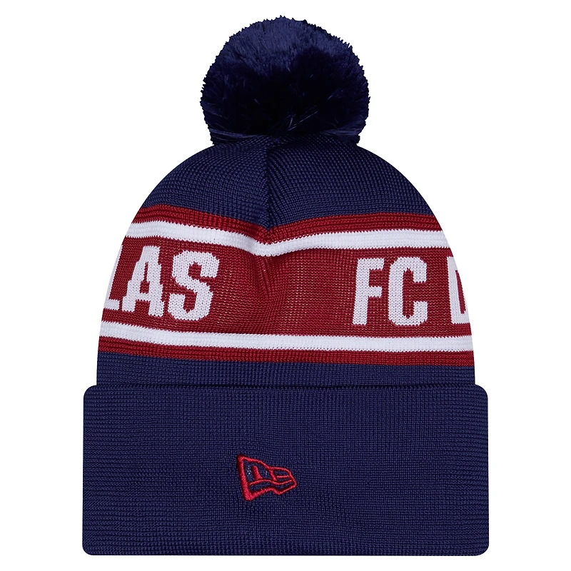 Bonnet en tricot à pompon et revers en jersey New Era bleu marine FC Dallas 2026 pour homme