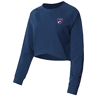 Women's Concepts Sport  Navy FC Dallas Elevation Tri-Blend Raglan Cropped Pullover Sweatshirt