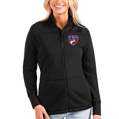 Women's Antigua Black FC Dallas Links Full-Zip Golf Jacket