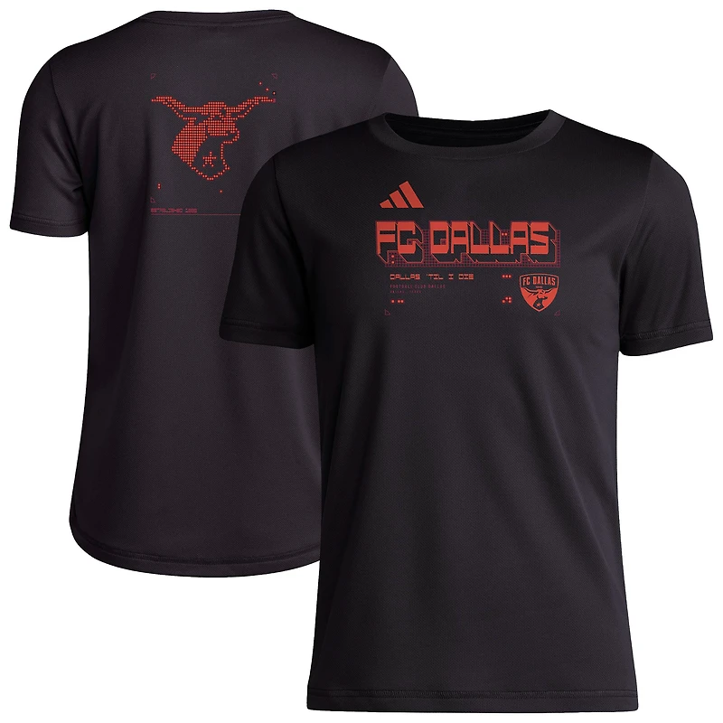 T-shirt d'avant-match adidas FC Dallas 2026 Anthem AEROREADY noir pour jeunes