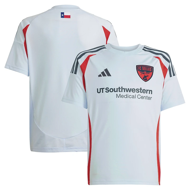 Maillot réplique du kit Inferno FC Dallas 2025 bleu clair pour jeunes adidas