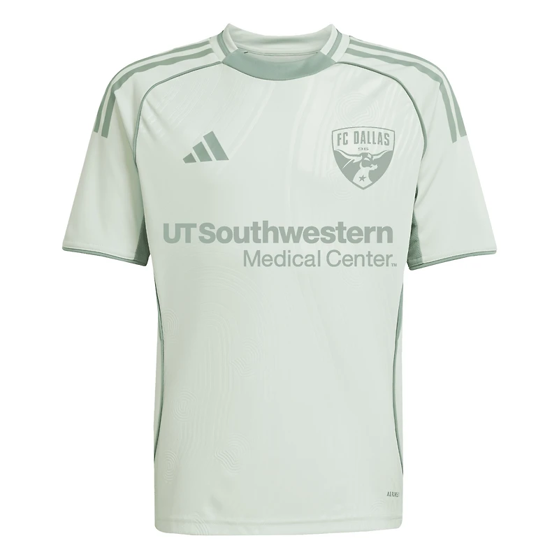 Haut d'avant-match adidas vert clair FC Dallas 2025 One Planet pour jeunes