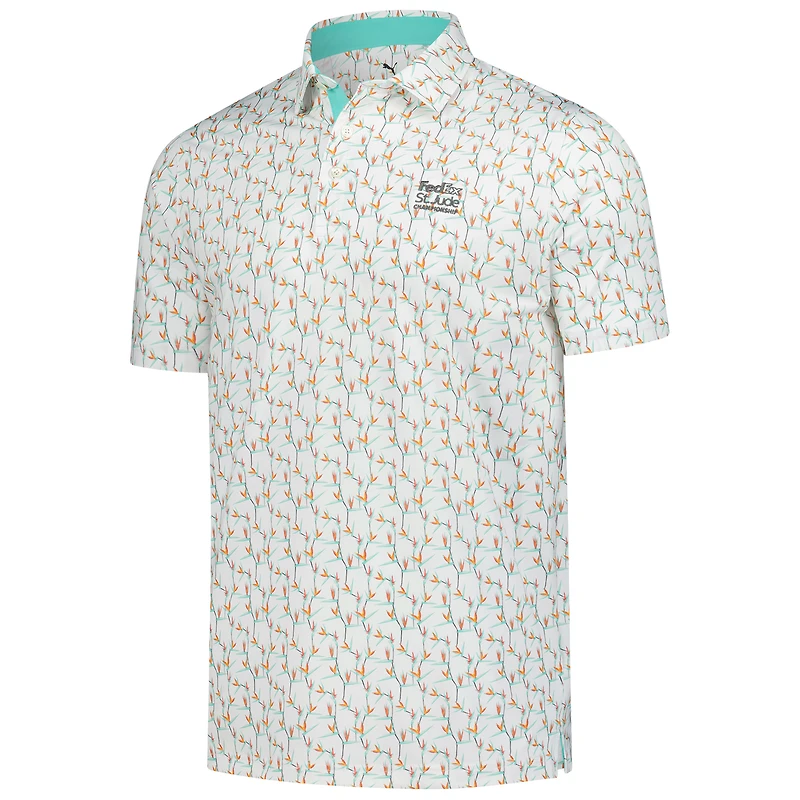 Polo Puma blanc FedEx St. Jude Championship MATTR Paradise pour homme