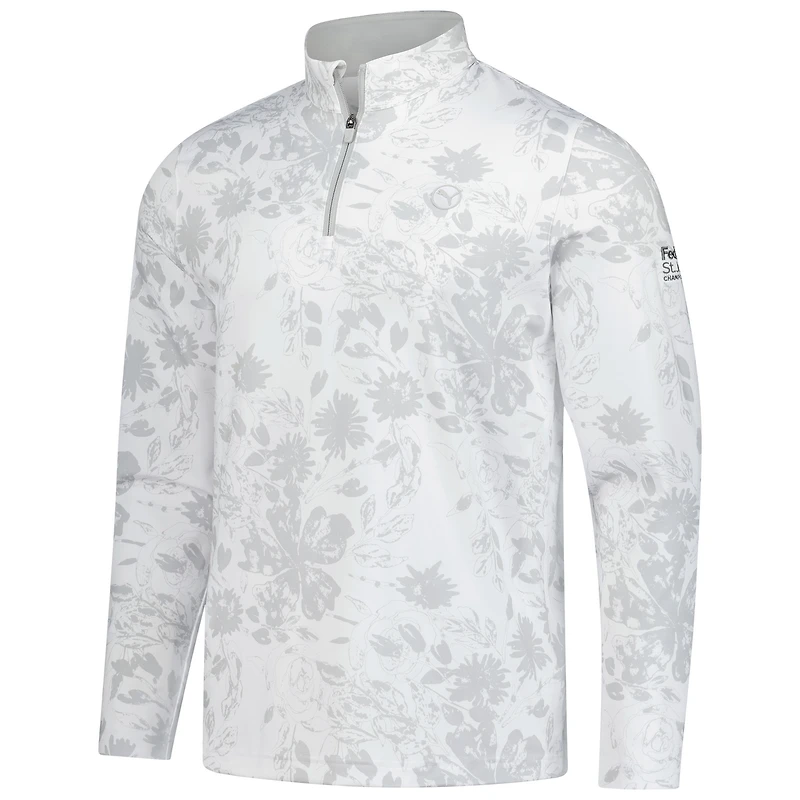 Pull zippé quart de tour Puma blanc FedEx St. Jude Championship Pure 2.0 Rose pour homme