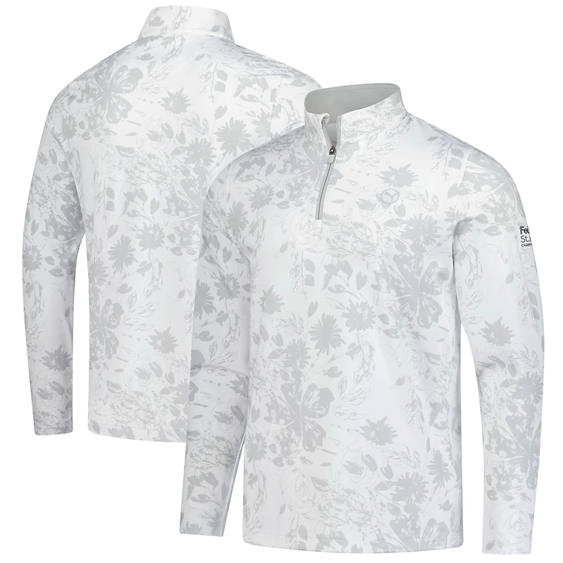 Pull zippé quart de tour Puma blanc FedEx St. Jude Championship Pure 2.0 Rose pour homme