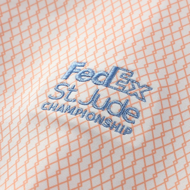 Polo FootJoy orange FedEx St. Jude Championship ProDry en fil d'Écosse à imprimé treillis pour homme