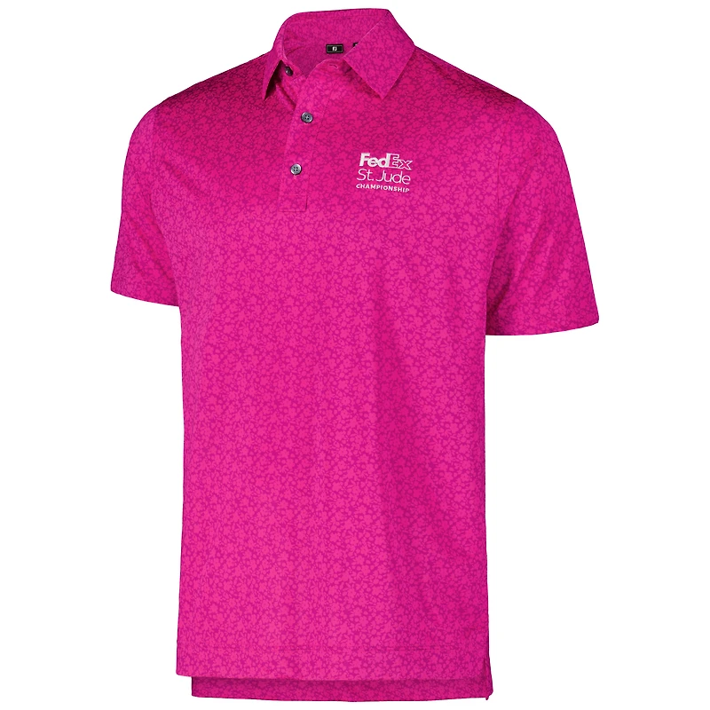 Polo FootJoy rose FedEx St. Jude Championship en fil d'Écosse peint à fleurs ProDry pour hommes