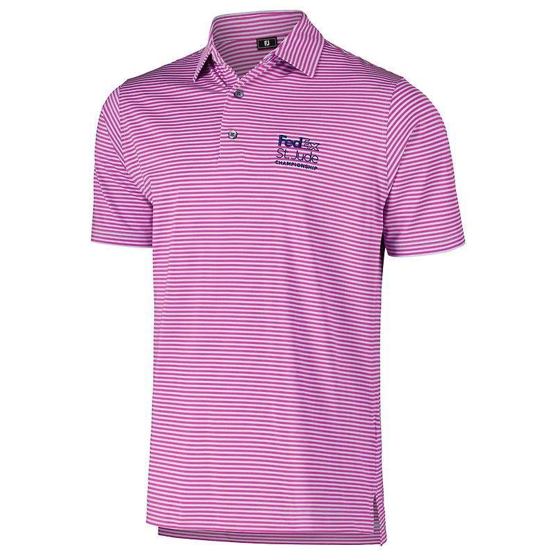 Polo FootJoy rose FedEx St. Jude Championship ProDry Performance Lisle Feeder Stripe pour hommes
