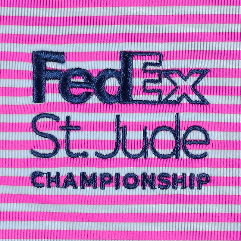 Polo FootJoy rose FedEx St. Jude Championship ProDry Performance Lisle Feeder Stripe pour hommes