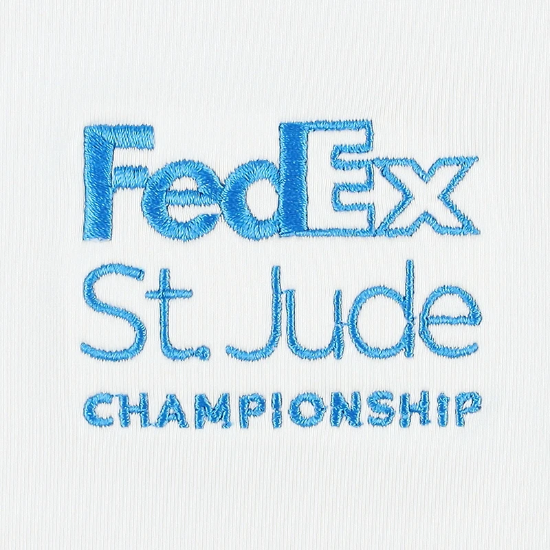 Polo en fil d'Écosse FootJoy blanc FedEx St. Jude Championship à micro rayures pour hommes