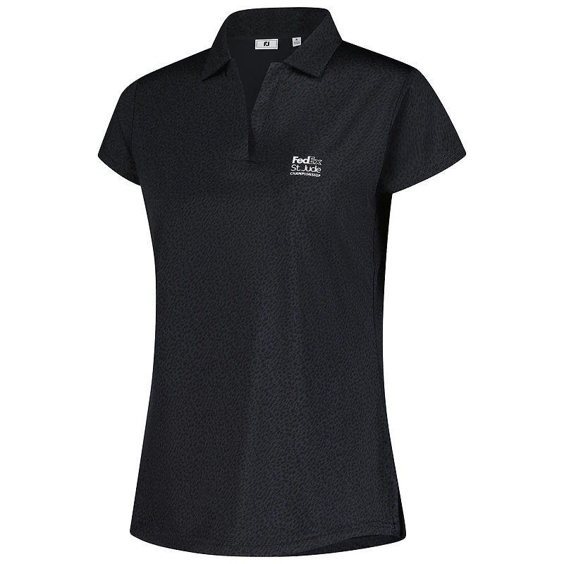 Polo à manches courtes imprimé FedEx St. Jude Championship noir FootJoy pour femme