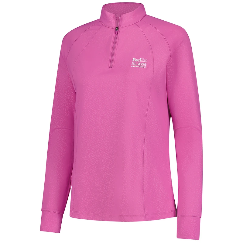 Pull-over rose FedEx St. Jude Championship en relief Raglan ProDry à quart de zip pour femme FootJoy