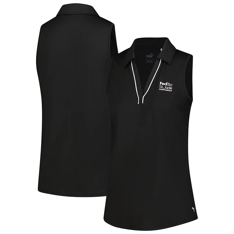 Polo sans manches Puma noir FedEx St. Jude Championship CLOUDSPUN pour femme