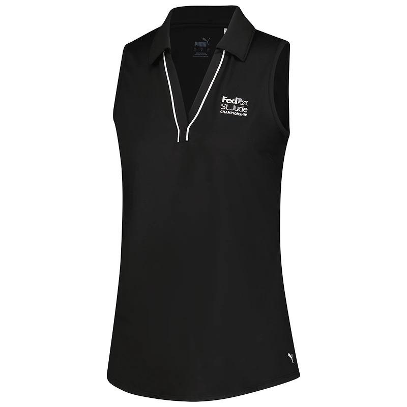 Polo sans manches Puma noir FedEx St. Jude Championship CLOUDSPUN pour femme